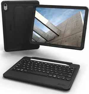 ZAGG Rugged Book iPad 11" (A16)/ 10.9" (Gen 10) Case - Durable Wireless Keyboard Case, Military-Grade Drop Protection, Multi-Device Pairing, Detachable Backlit Keyboard, Black