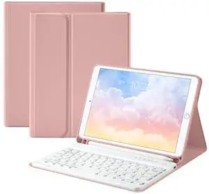 GUDOU Bluetooth Keyboard Case for iPad Mini4 /5 7.9inch,Wireless Detachable iPad Keyboard Case with Pencil Holder(Pink)