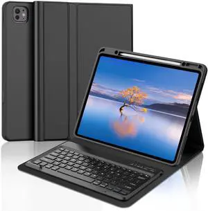 iPad Pro 13 inch Case with Keyboard (M4) 2024, Magnetic Detachable Wireless Bluetooth Keyboard, Slim Folio Protection Cover with Pencil Holder, Keyboard Case for iPad Pro 13", Auto Sleep/Wake Up Black