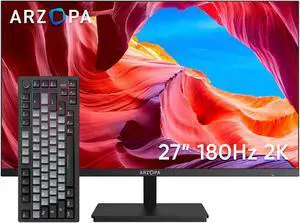 ARZOAP 27" 2K QHD Gaming Monitor 180HZ and 75% Mechanical Gaming Keyboard Wired Bundle