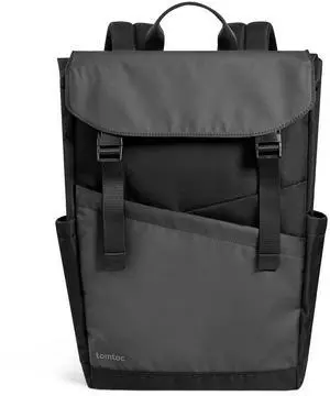 tomtoc Flap Laptop Backpack, Lightweight, Water-Resistant College Travel Casual Daypack, Slim Durable Work-pack Rucksack for 13-16 Inch MacBook Laptop, Large Capacity, 18L, Black