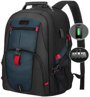 LOVEVOOK Travel Backpack for Men 17inch Large Work Backpack for Men Large Capacity Lockable Mochilas para Hombres Waterproof Computer Backpack for Work Business Travel College (17 inchDark-Blue)