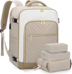 LOVEVOOK Large Travel Backpack for Women, 50L Carry on Backpack Airplane Approved, TSA Personal Item Travel Bag for Women fits 18" Laptop, Waterproof Carry on Bags for airplanes with 3 Packing Cubes