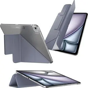MAGEASY Case for 2025 M3 & 2024 M2 iPad Air 13" - Folio Case with Multi-fold, Multi-Angle Stand, Apple Pencil Holder, Stain-Resistant - Facet | Alaskan Blue