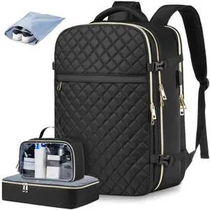 MOMUVO Travel Backpack for Women, Carry On Backpack Airline Approved with 3 Packing Cubes,Laptop Backpack with USB Charging Port, Casual Daypack for Weekender Business College, Large