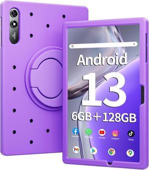 Naclud 10.51 Inch Tablet, 6GB RAM 128GB ROM, Android 13 Tablet with Decorative Perforated Case, Octa-Core 2.0Ghz Processor, 1920*1200 FHD IPS, 5MP+13MP Camera, 6200mAh, GPS, WiFi, Bluetooth (Lavender)