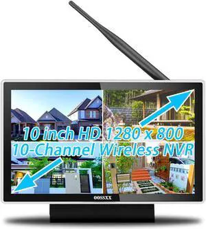 OOSSXX 10inch Monitor Wireless 10-Channel, 5.0MP NVR Network Video Recorder Without Hard Drive