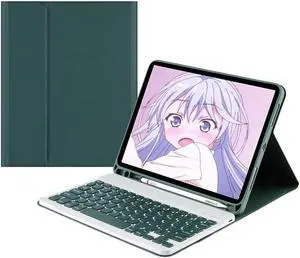 YEEHi iPad 10th Generation 2022 Keyboard Case Cute Color Keyboard Detachable Bluetooth Keyboard Cover with Pencil Holder for iPad 10 10.9 inch (DarkGreen)