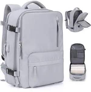 VGCUB Large Travel Backpack Bag for Women Men,Carry on Backpack,17 Inch Laptop Business Work Waterproof Backpack with Laptop Compartment,Person Item Flight Approved,Mochila de Viaje,Grey