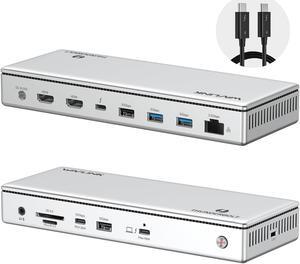 WAVLINK Thunderbolt 4 Hub with Dual HDMI 4K@60Hz,100W Charging, Thunderbolt Certified, 13-in-1 Thunderbolt 4 Dock Dual Monitor Single 8K Output for Windows or Mac, 4X USB, 2.5G Ethernet,SD/MicroSD