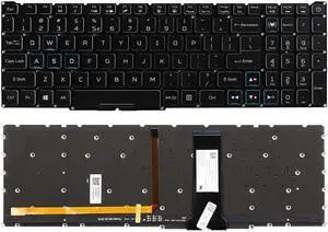 YAEHUYING New Colorful Backlit Keyboard Replacement for Acer Predator Helios 300 PH315-53 PH315-52 PH317-54 PH317-53 AN515-44 N20C3 N18I2, US Layout White Letter Colorful Backlight