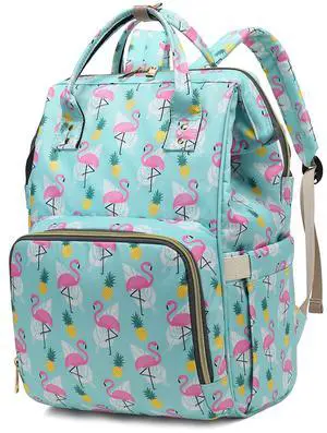 Yusudan Flamingo Laptop Backpack for Womens Girls, College Backpacks School Bag Bookbag 15.6 Inch Computer Backpack (Green)