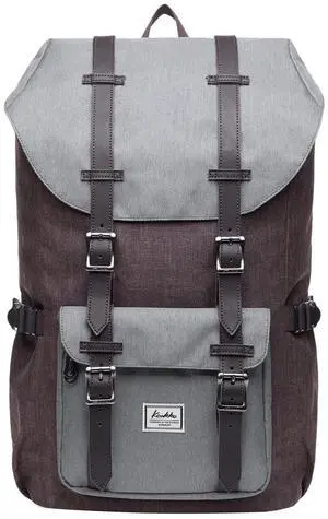 KAUKKO Laptop Backpack Travel Outdoor Weekend Bag Carry on Daypack Stylish and Durable Rucksack Hiking Backpack Fits 15.6"(5-4-GREYCOFFEE)