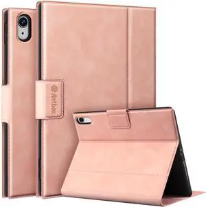 Antbox Case for iPad (A16) 11th (11'')/ 10th Generation (10.9'') High Grade Skin-Touch Vegan Leather with Built-in Pencil Holder Auto Sleep/Wake Function (Peach Pink)