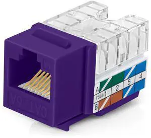 Everest 90° Angled RJ45 Cat6A Keystone Jacks 50-Pack in Purple - Slim Profile Female RJ45 Connectors - Cat 6A Keystone Jack - Compatible with 90° Angled Speed Termination Tool - easyJACK (B094WB91H3)