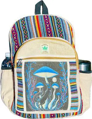Himalayan Craft Handmade Unique Design Himalayan Hemp Cotton Backpack 17 IN Large Hippie, Festival, Hiking & Tablet Laptop Backpack Bag - Made In Mt. Everest Country Nepal