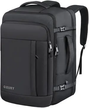 Gieury Carry On Backpack, 50L Travel Backpack, Luggage Backpack TSA Flight Approved Laptop Backpack for Men & Women, Large Expandable Bag 40L Daypack Lightweight Business Weekender Bag, Black