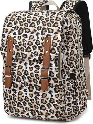 Kouxunt Leopard Laptop Backpack for Women Girls, 15.6 inch College School Backpacks Travel Casual Daypack