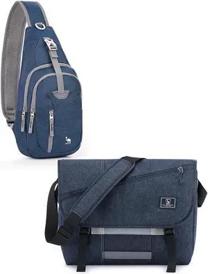 OIWAS Messenger Bag and Sling Bag for Men, 15.6 Inch Laptop Crossbody Bags Travel Hiking Chest Daypack