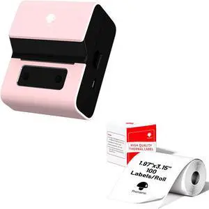 Phomemo Label Maker- M221 Label Maker Machine 3 Inch Bluetooth Thermal Barcode Printer for Small Business/Home Use, for Barcode, Address, Logo, Mailing, Stickers, Compatible with Phone & PC, Pink