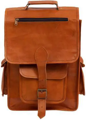 Shy Shy Let's Touch The Sky 16" Vintage leather Backpack Laptop Messenger Bag Lightweight College Rucksack Sling for Men Women