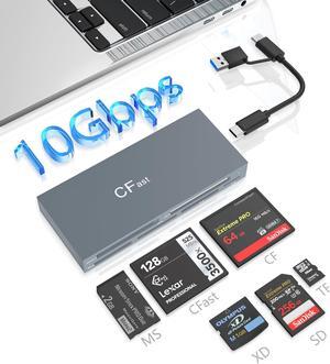 CFast Card Reader Memory Stick Pro Duo Adapter, USB C CFast 2.0 Card Reader for CFast/SD/TF/MS/XD/CF CompactFlash Card, XD Card Reader USB C USB 3.0 Connector Read 6 Cards Simultaneously