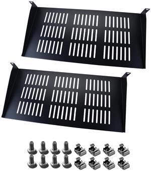 Server Rack Shelf - 2Pcs 1U Rack Shelf for 19 Inch Cases - Ideal for Audio Racks, Network Equipment Shelf Mounting, Cantilever Mount (1U-2pcs)