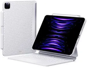 Techfish Carbon Fiber Case for Magic Keyboard iPad Pro 11 2022/2021/2020/2018 (Keyboard not Included) and iPad Air4/Air5 (2022/2020) 10.9 with Pencil Holder, Magnetic Case