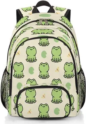 TropicalLife Cute Frog 18 Inch Bookbag School Backpack Teens Girls Boys Schoolbag Shoulder Computer Hiking Gym Travel Casual Travel Daypack