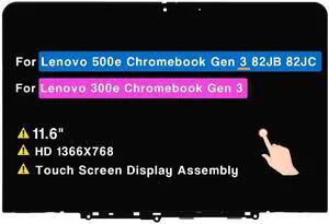 11.6" Screen Replacement for Lenovo 500E 300E ChroMebook Gen 3 82JB 82JC 82JB0000US 82JB0001US 82JB0002US 82JB000WUS LCD Touch Screen Display Assembly 5D11C95886 5D11M35206 (NO Pen Touch)