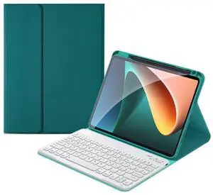 kaitesi Keyboard Case for iPad A16 (11th Gen, 11" 2025)/ iPad 10th Generation 2022 10.9 inch Case with Color Concave Keys Detachable Keyboard Cover (DarkGreen+White)