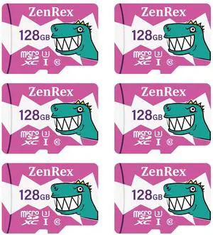 ZenRex 128GB Pack of 1, 6 Count Micro SDXC High Speed 4K UHD Full HD Video Recording C10 U3 A1 Memory Card for Camera Tablet Smartphone with Adapter