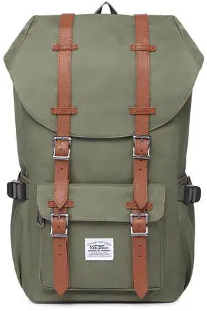 KAUKKO Travel Laptop Backpack Outdoor Rucksack Causal Backpack Fits 15.6"(Nylon Green)