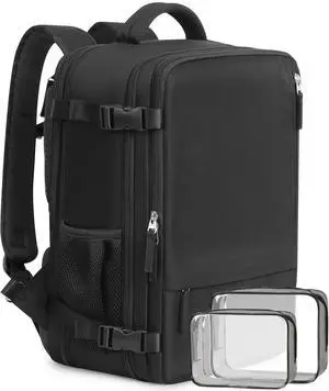 Beraliy Travel Backpack for Men Women, Carry On Backpack, 16 Inch Laptop Backpack, Waterproof School Backpack, Casual Outdoor Daypack College Bag, Black