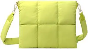 Comfyable Puffy Tablet Sleeve Bag Compatible for 11-inch iPad Pro M4, iPad Air 11-inch M2 2024, Quilted Cute Carrying Tablet Pouch with Shoulder Strap for Women, Lime Green