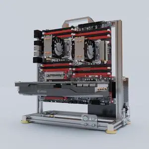 DIY Open Frame PC Chassis, Aluminum Computer Case, Supports Dual CPU Server/EATX Motherboard, Excellent Cooling, Type-C Port