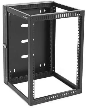 NavePoint 15U Wall Mount Server Rack with Hinged Back, 4-Post 24 Deep, Rear Swing Frame 15U Network Rack Wall Mount for 19 Inch Equipment AV IT Easy Cable Management, Black