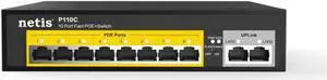 Netis P110C 8 POE+2 Uplink 100M Standard Fast Ethernet POE/POE+ Switch with Plug and Play | IEEE 802.3at/af Compliant Powered Devices (PDs) with Auto MDI/MDIX Function | POE Power Budget of 120 W