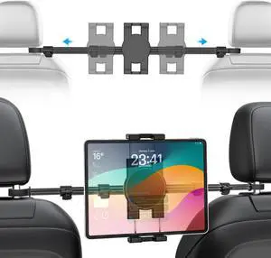 GDZN Car Headrest Tablet Mount Holder, Stretchable Backseat Stand for Kids, 360 Adjustable Travel Holder Compatible with iPad Pro 12.9, Galaxy Tabs, iPhone, Switch All 4-13" Devices