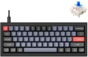 Keychron Q4 Wired Custom Mechanical Keyboard, 60% Layout QMK/VIA Programmable Macro with Hot-swappable Gateron G Pro Blue Switch Double Gasket Compatible with Mac Windows Linux (Black)