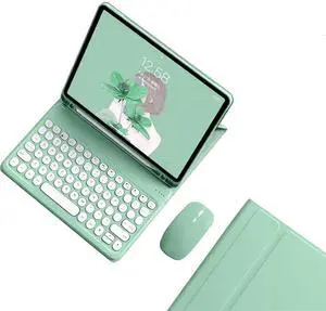 Kaidisen Keyboard Case for Galaxy Tab A7 10.4 inch with Keyboard and Bluetooth Mouse, Detachable Candy Color Round Key, Mint Green