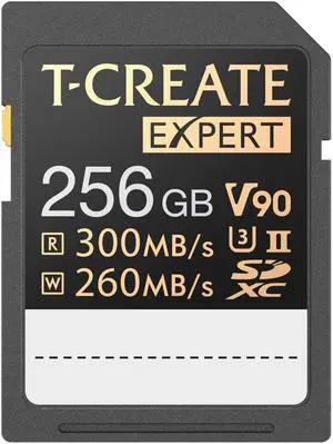 TEAMGROUP T-Create Expert 256GB SD Card UHS-II SDXC U3 V90 Read Speed up to 300MB/s, Supports 8K and 4K Videography Compatible with Canon Sony Nikon Panasonic Olympus Digital Camera TTCSDX256GIIV9001