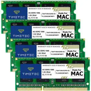 Timetec 16GB KIT(4x4GB) Compatible for Apple DDR3 1067MHz / 1066MHz PC3-8500 CL7 Dual Rank for iMac (Late 2009 21.5-inch / 27-inch) SODIMM Memory MAC RAM Upgrade for iMac 10,1 and iMac 11,1