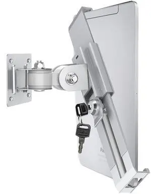 Keuvirya iPad Wall Mount, Security Anti-Theft Tablet Wall Mount Holder with Lock and Keys, 360° Swivel iPad Pro Mount, Compatible with 7-11 Inch Tablets (iPad, Galaxy Tab, Slate, Fire)  Silver