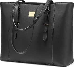 Laptop Bag for Women Large Office Handbags Briefcase Fits Up to 15.6 inch (Updated Version)-Black