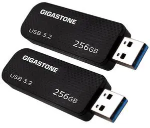 GIGASTONE 256GB Flash Drive (2 Pack) Z30 USB 3.2 Gen 1, 100MB/s Ultra Fast, Keychain Loop, Carbon Fiber Style, Push-Pull Design, Data Storage, Backup for PC/Mac/TV/Car, USB 2.0/3.0/3.1 Compatible
