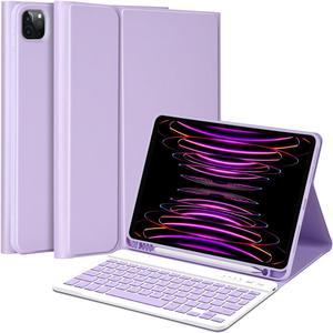 MMK iPad Pro 11 inch 4th 3rd Gen Case with Keyboard, iPad Air 5th 4th 10.9 inch & iPad Air 11 inch (M2) 2024 Keyboard Case, Detachable Bluetooth Keyboard with Pencil Holder - Clove Purple