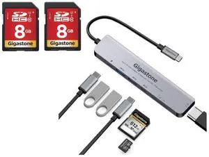[SD/microSD Card Reader] GIGASTONE 7-in-1 USB C Hub 4K HDMI PD 100W Thunderbolt Docking Station