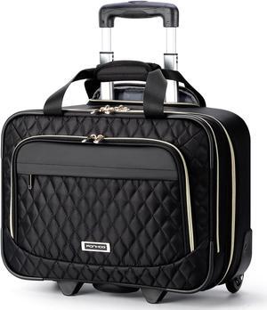 Ponhog Rolling Laptop Bag - Rolling Briefcase for Women 17.3 Inch Laptop Bag with Wheels Flight Approved Roller Bag Carry On Luggage for Work Travel College Computer Business Lightweight Black