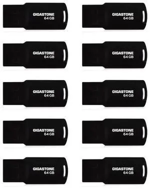 GIGASTONE V70 64GB 10-Pack USB 2.0 Flash Drive Thumb Drive Memory Stick Pen Drive Capless Design Pen Drive